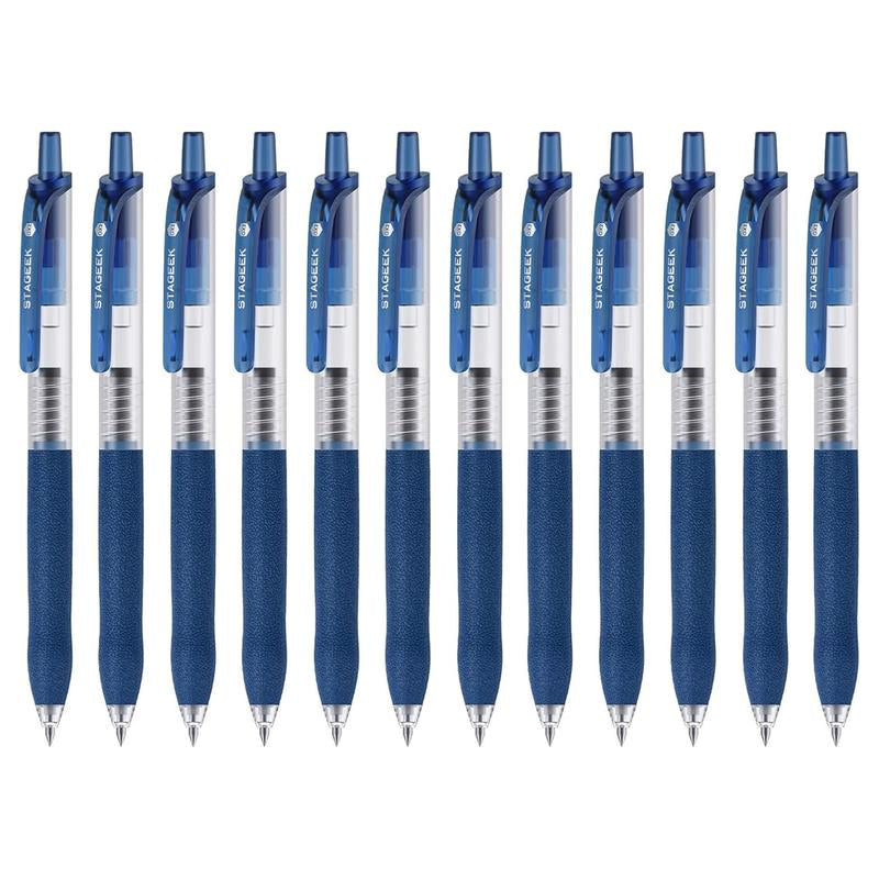 Black Gel Pens, 12Pcs 0.7Mm Gel Pens Fine Point with 3 Extra Refills, Quick Dry Retractable Gel Pen Set, Smooth Writing Pens for Office Work, Note Taking, Black Ink Pens for Men Women(Black)