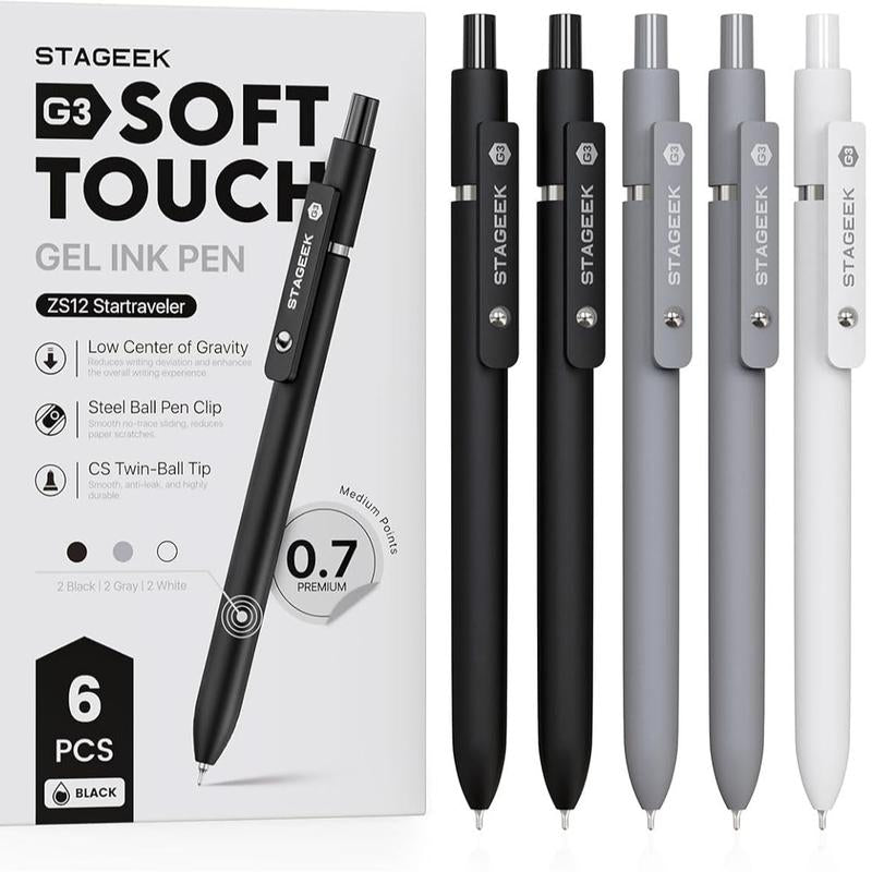 Black Gel Pens, 12Pcs 0.7Mm Gel Pens Fine Point with 3 Extra Refills, Quick Dry Retractable Gel Pen Set, Smooth Writing Pens for Office Work, Note Taking, Black Ink Pens for Men Women(Black)