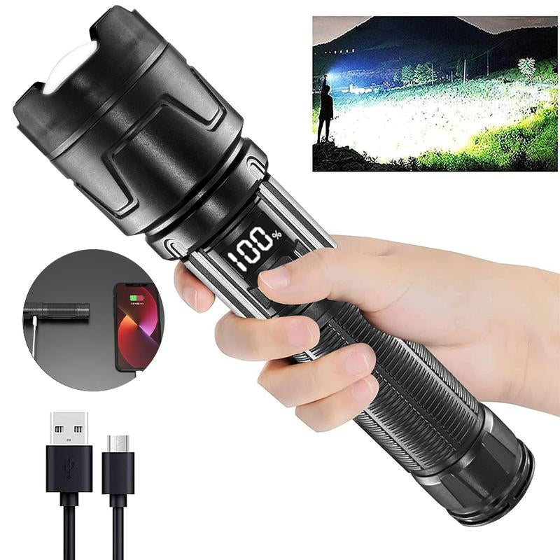 2-In-1 POWER BANK FLASHLIGHT | Super Bright, USB Rechargeable, Zoomable | Camping, Emergency, Fishing, Security MUST-HAVE