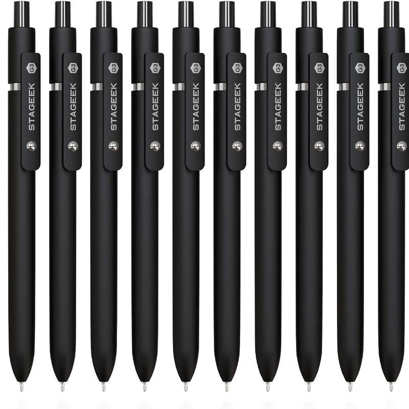 Black Gel Pens, 12Pcs 0.7Mm Gel Pens Fine Point with 3 Extra Refills, Quick Dry Retractable Gel Pen Set, Smooth Writing Pens for Office Work, Note Taking, Black Ink Pens for Men Women(Black)